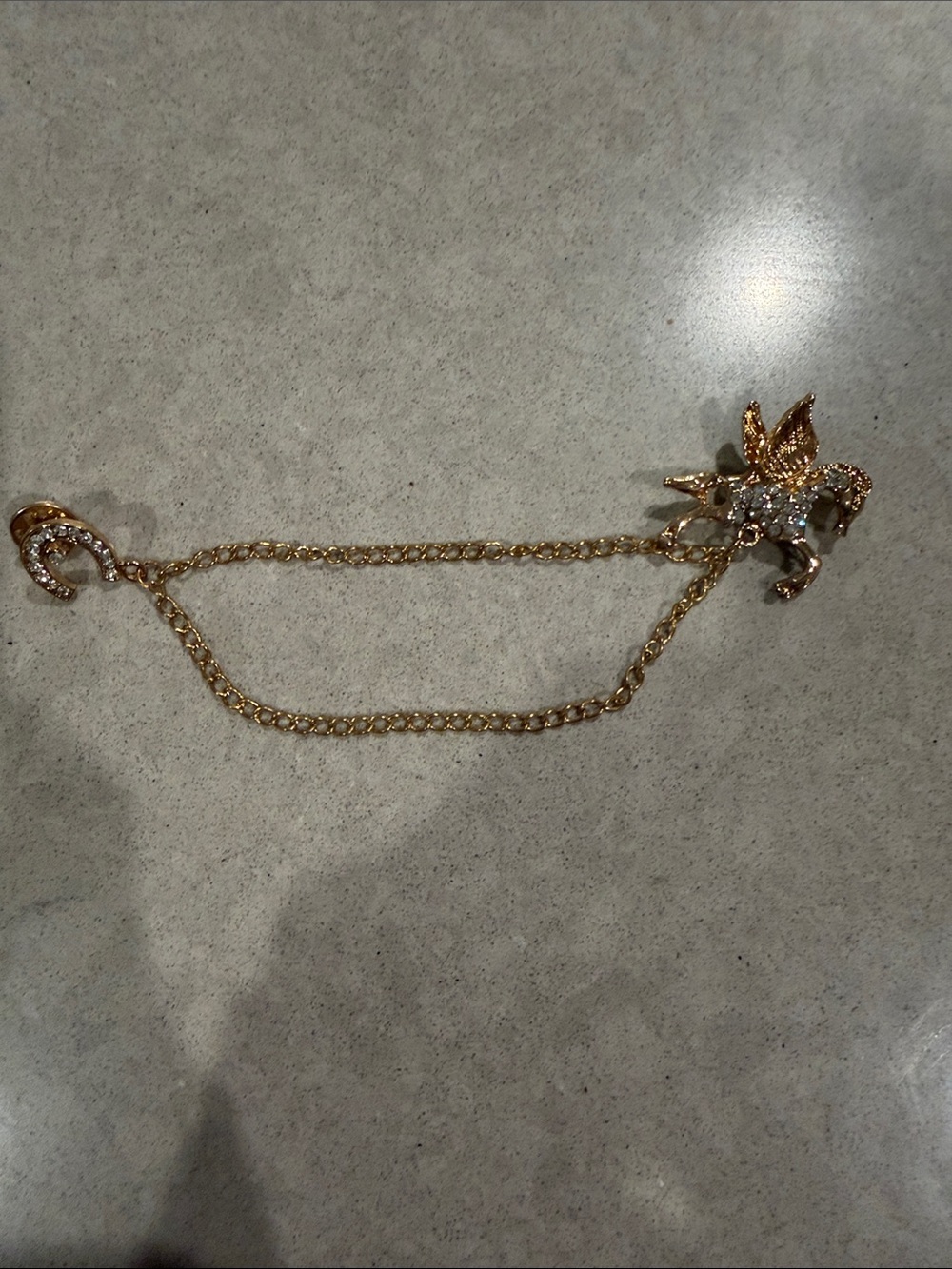 Gold Leaf and Crystal Chain Ear Cuff - Women Jewelry